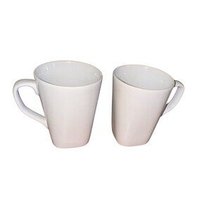 Set Of 2 White Threshold Ceramic Coffee Mugs 12 Oz Each